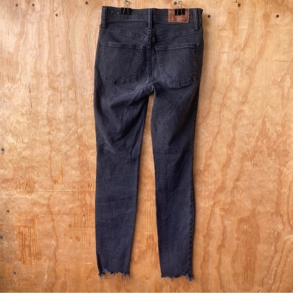 Madewell 9” High Riser Skinny  Exposed Button Fly Black Raw Hem Stretch Jean - Picture 3 of 16